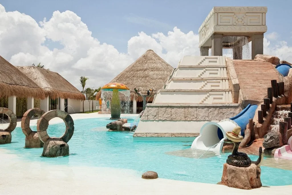 Water park with pools and slides at Finest Playa Mujeres in Mexico
