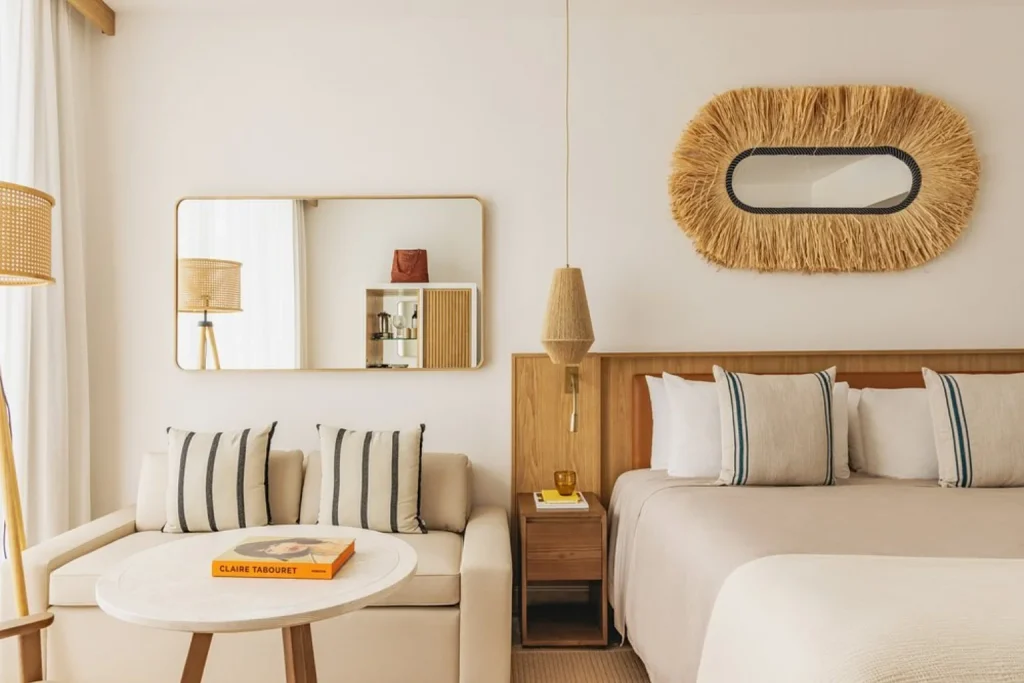 Suite room with a comfortable sofa and sitting area at Paradisus Cancun