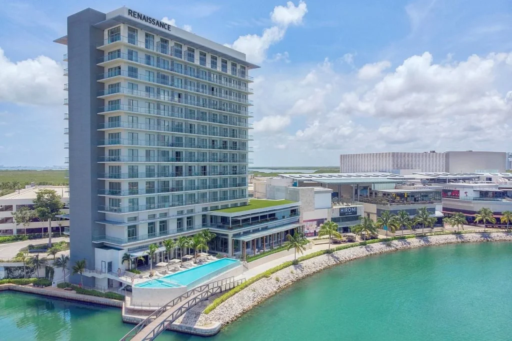 Exterior with pool and waterfront at Renaissance Cancun Resort & Marina in Cancun, Mexico
