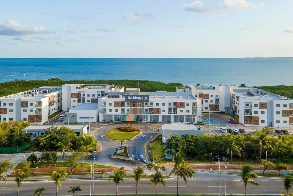 Exterior with sea view at Residence Inn Cancun Hotel Zone in Cancun, Mexico