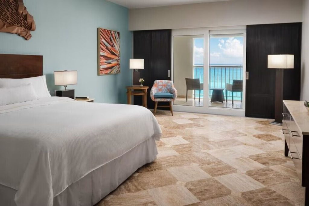 Ocean view guest room at The Westin Cancun Resort in Cancun, Mexico
