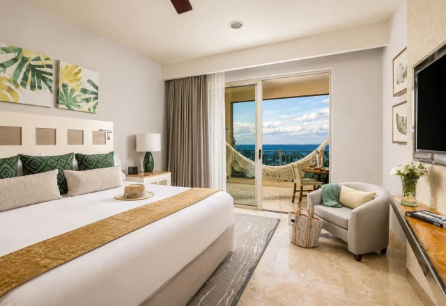 Ocean view suite with a private balcony at Villa del Palmar Cancun Luxury Beach Resort & Spa in Cancun, Mexico
