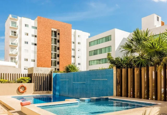 Outdoor pool at Wyndham Garden Cancun Downtown in Cancún, Mexico.