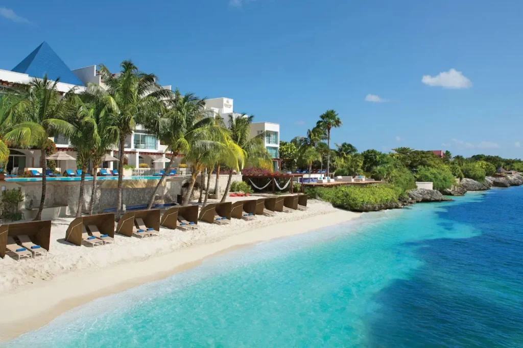 Private beachfront at Zoëtry Villa Rolandi Isla Mujeres overlooking the Caribbean Sea near Cancun